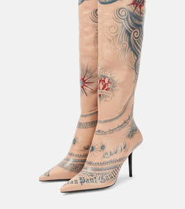 Jimmy Choo x Jean Paul Gaultier Tattoo leather over-the-knee boots