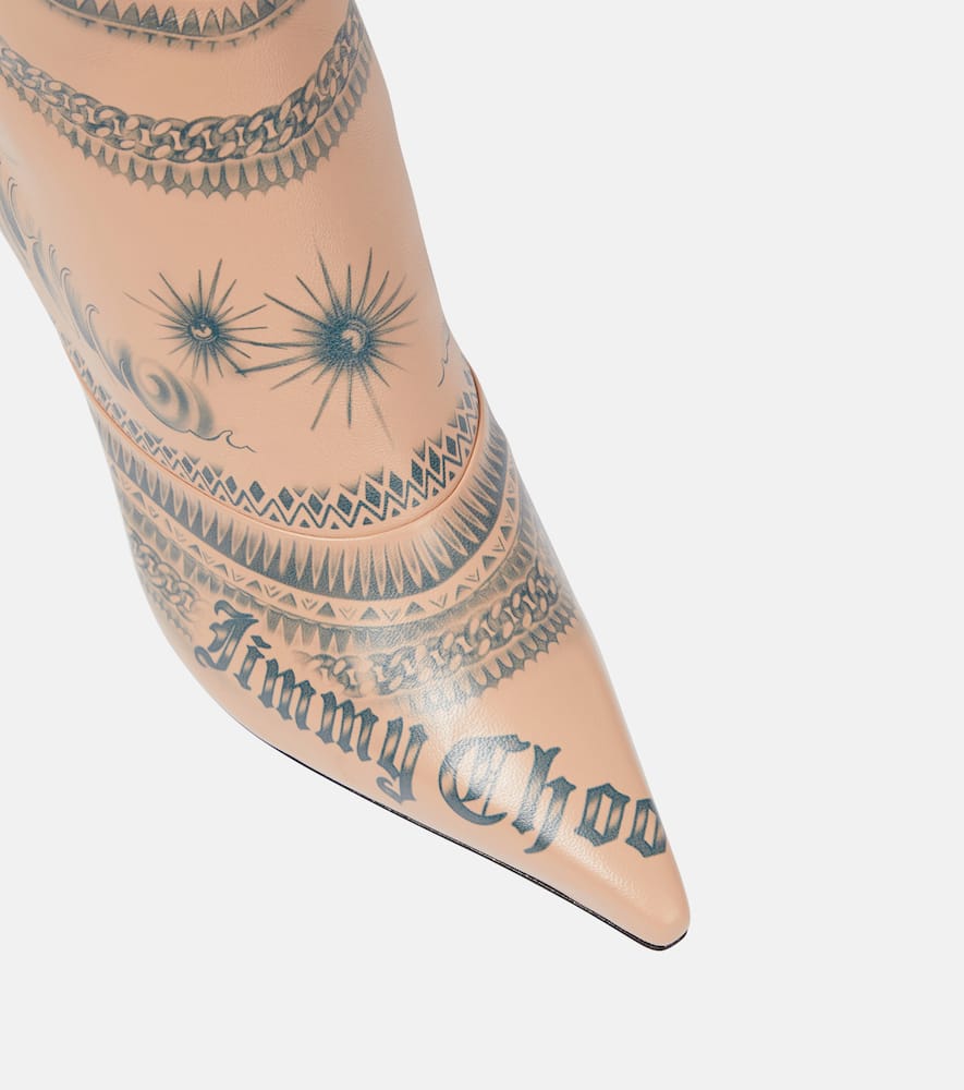 Jimmy Choo x Jean Paul Gaultier Tattoo leather over-the-knee boots