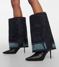 Jimmy Choo x Jean Paul Gaultier leather and denim boots
