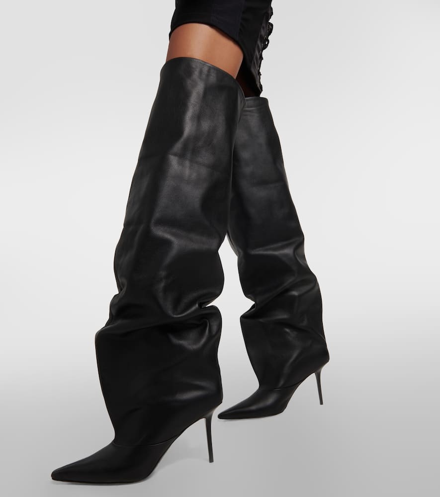 Jimmy Choo x Jean Paul Gaultier leather and denim boots