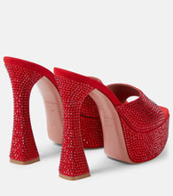 Amina Muaddi Dalida embellished suede platform mules
