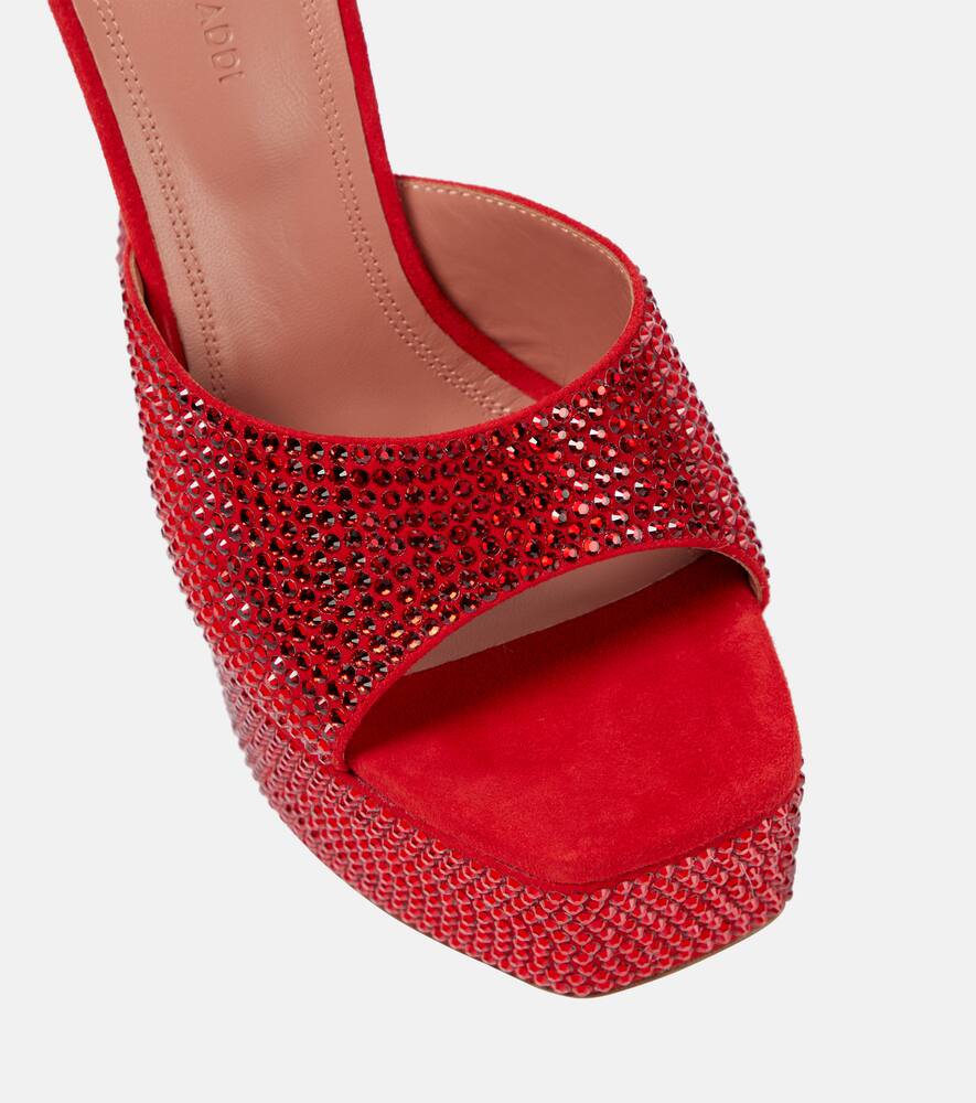 Amina Muaddi Dalida embellished suede platform mules