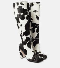 Amina Muaddi Marine calf hair knee-high boots - Amina Muaddi 海洋小牛毛过膝长靴