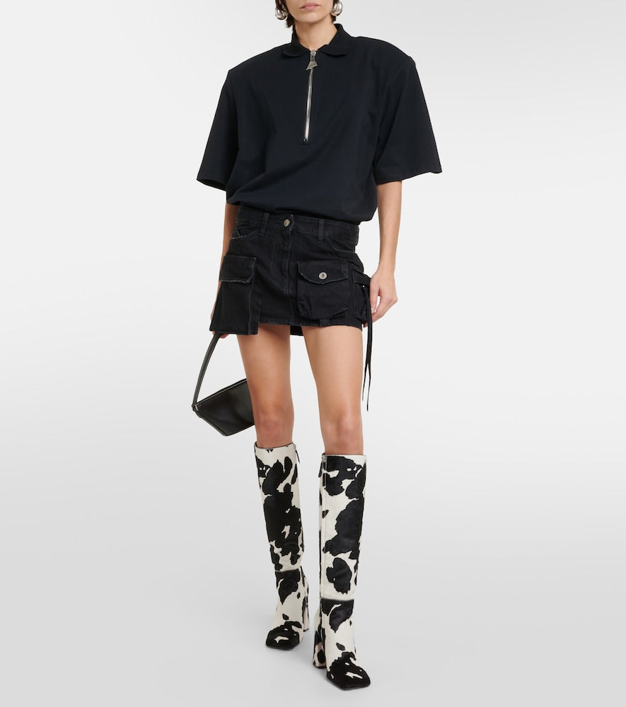 Amina Muaddi Marine calf hair knee-high boots