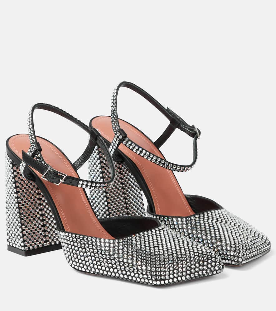 Amina Muaddi Charlotte 95 embellished satin pumps