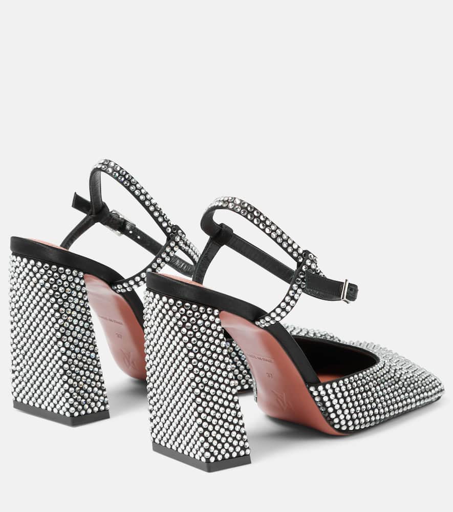 Amina Muaddi Charlotte 95 embellished satin pumps