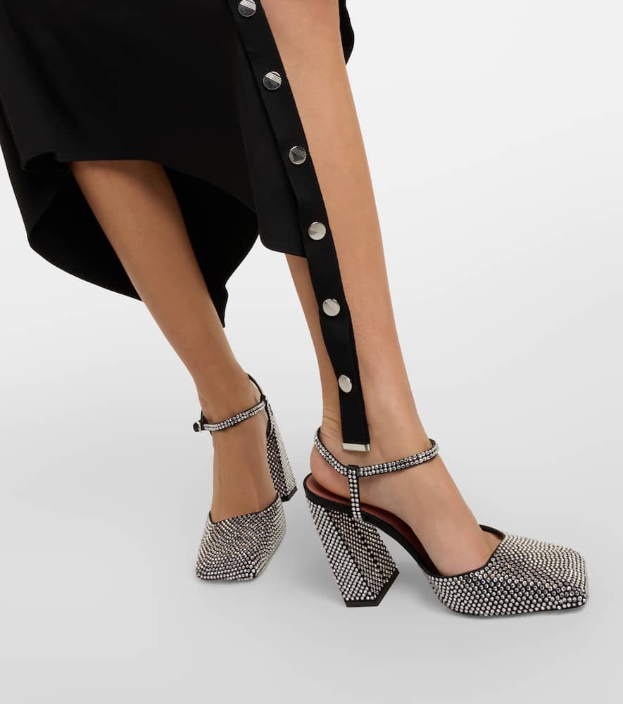 Amina Muaddi Charlotte 95 embellished satin pumps