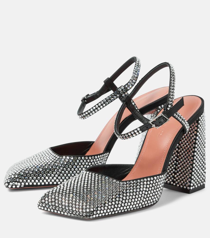 Amina Muaddi Charlotte 95 embellished satin pumps