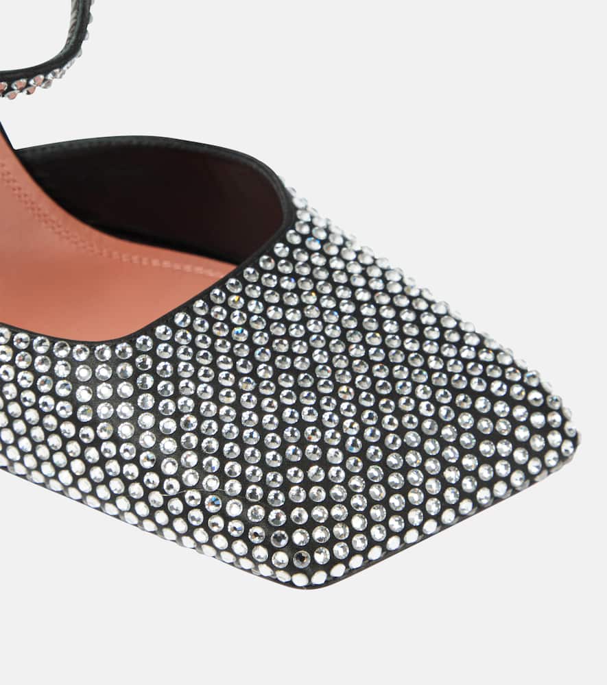 Amina Muaddi Charlotte 95 embellished satin pumps