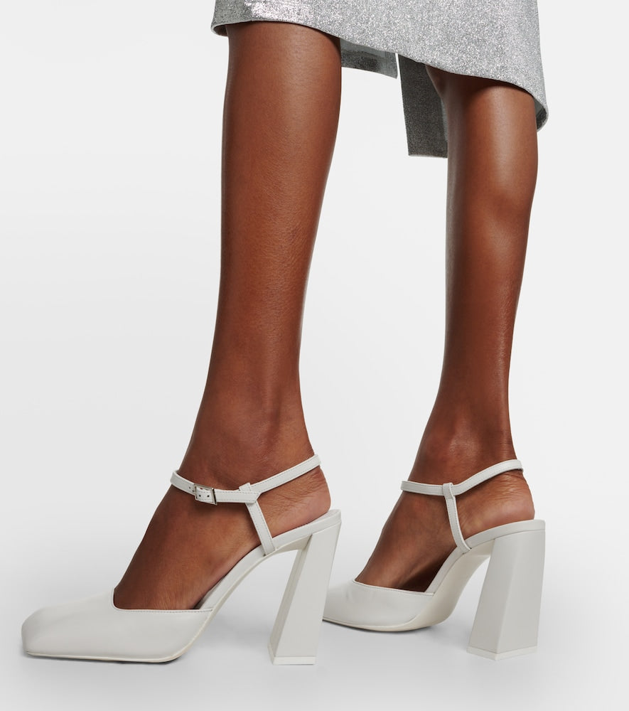 Amina Muaddi Charlotte 95 leather pumps