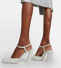 Amina Muaddi Charlotte 95 leather pumps