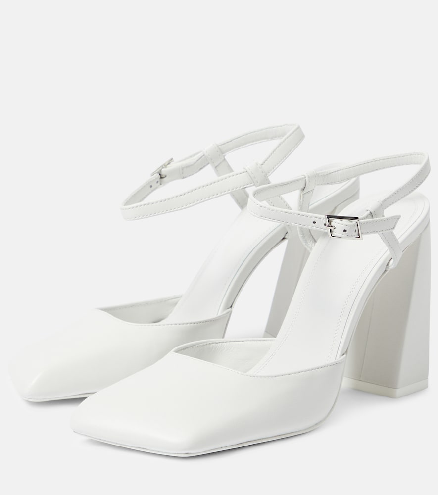 Amina Muaddi Charlotte 95 leather pumps