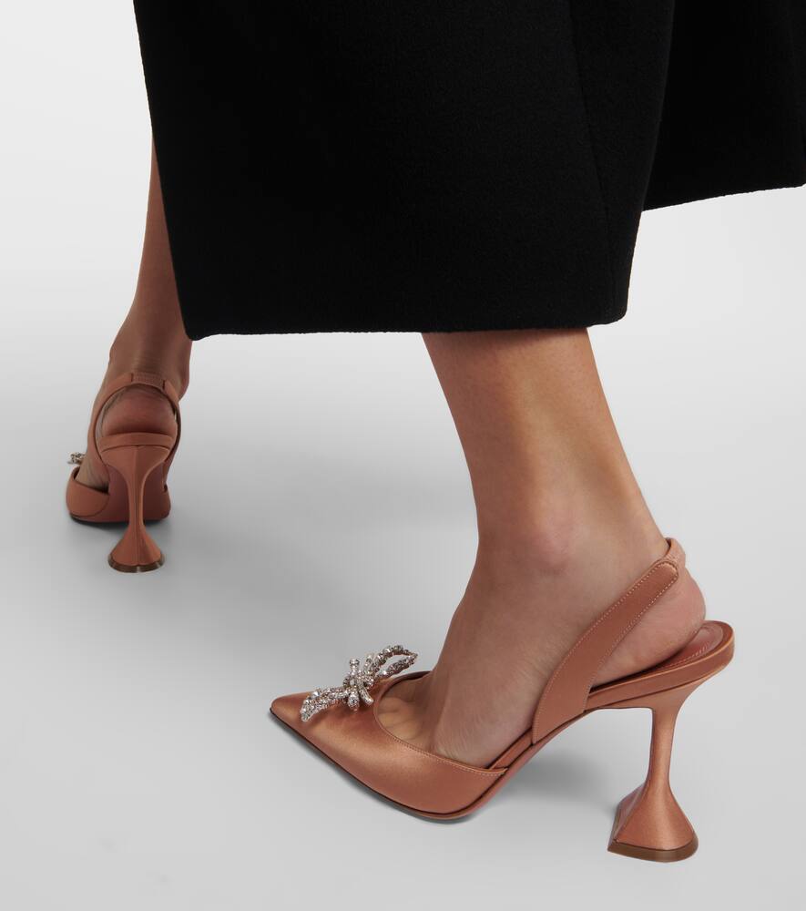 Amina Muaddi Rosie embellished satin slingback pumps
