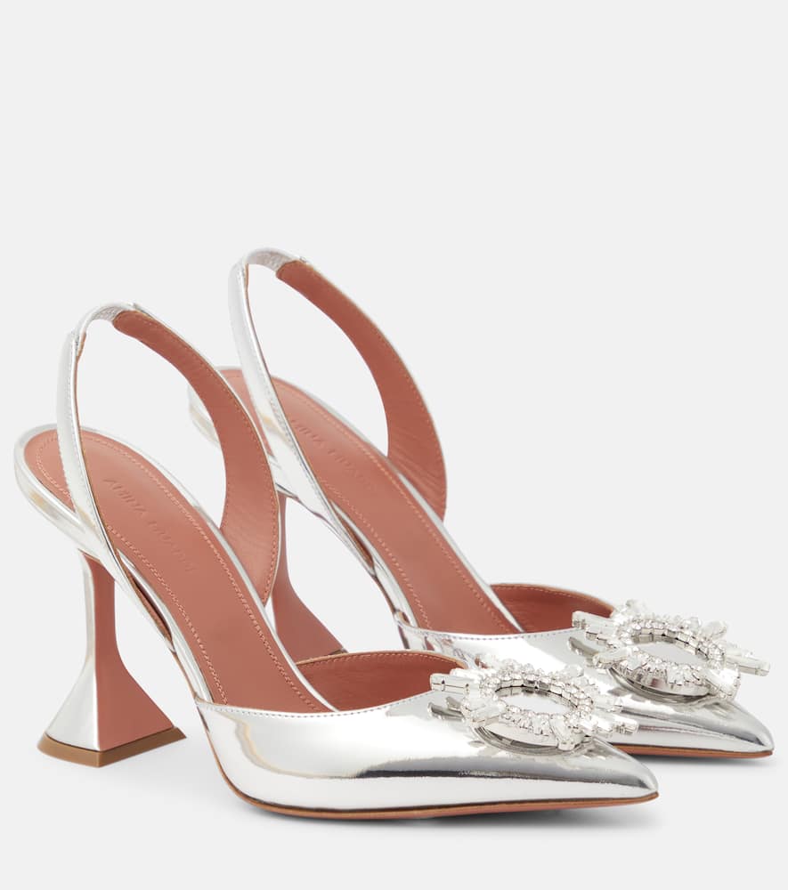 Amina Muaddi Begum mirrored leather slingback pumps - Amina Muaddi Begum 镜面皮革露跟高跟鞋