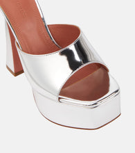Amina Muaddi Dalida mirrored leather platform mules