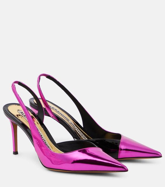 Alexandre Vauthier Metallic faux leather slingback pumps
