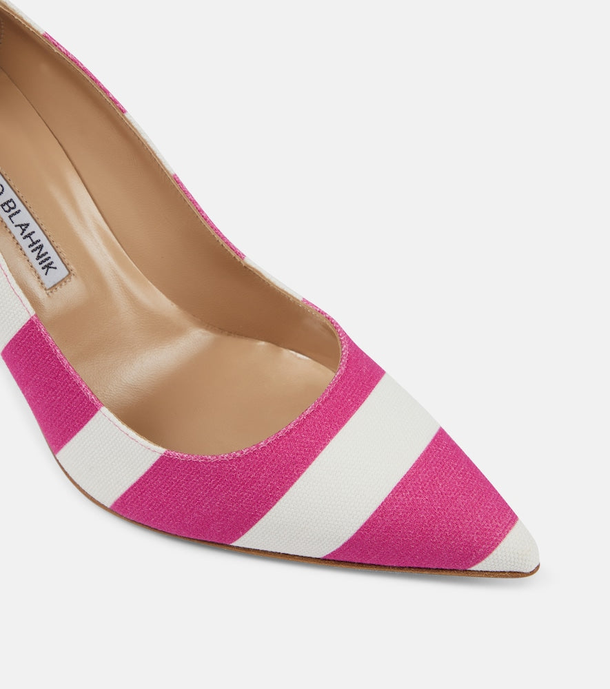 Manolo Blahnik BB 90 striped canvas pumps