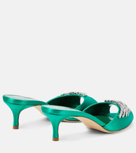 Manolo Blahnik Lumada 50 embellished satin mules