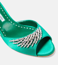 Manolo Blahnik Lumada 50 embellished satin mules