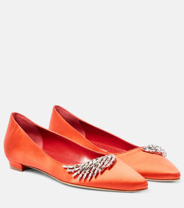 Manolo Blahnik Pluma embellished satin ballet flats