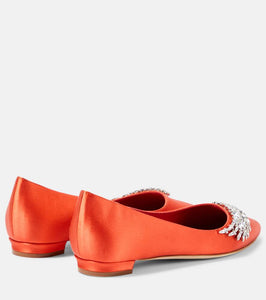 Manolo Blahnik Pluma embellished satin ballet flats