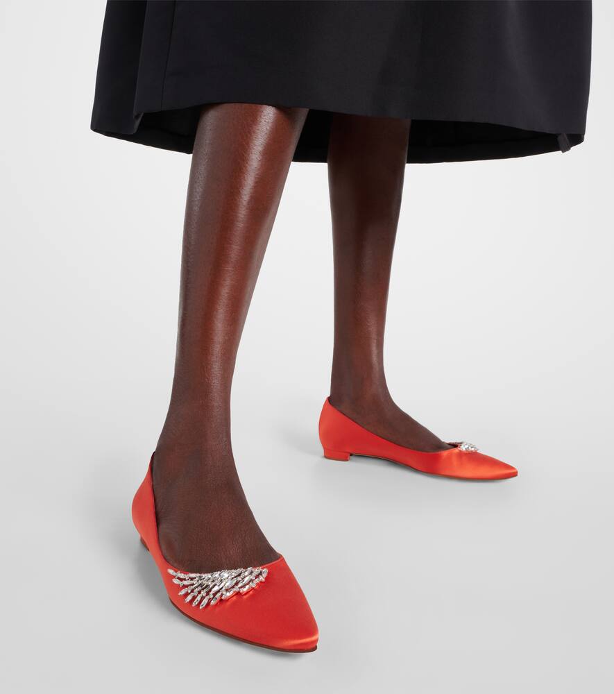 Manolo Blahnik Pluma embellished satin ballet flats