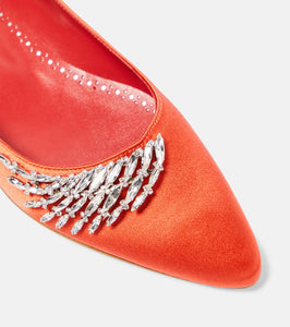 Manolo Blahnik Pluma embellished satin ballet flats