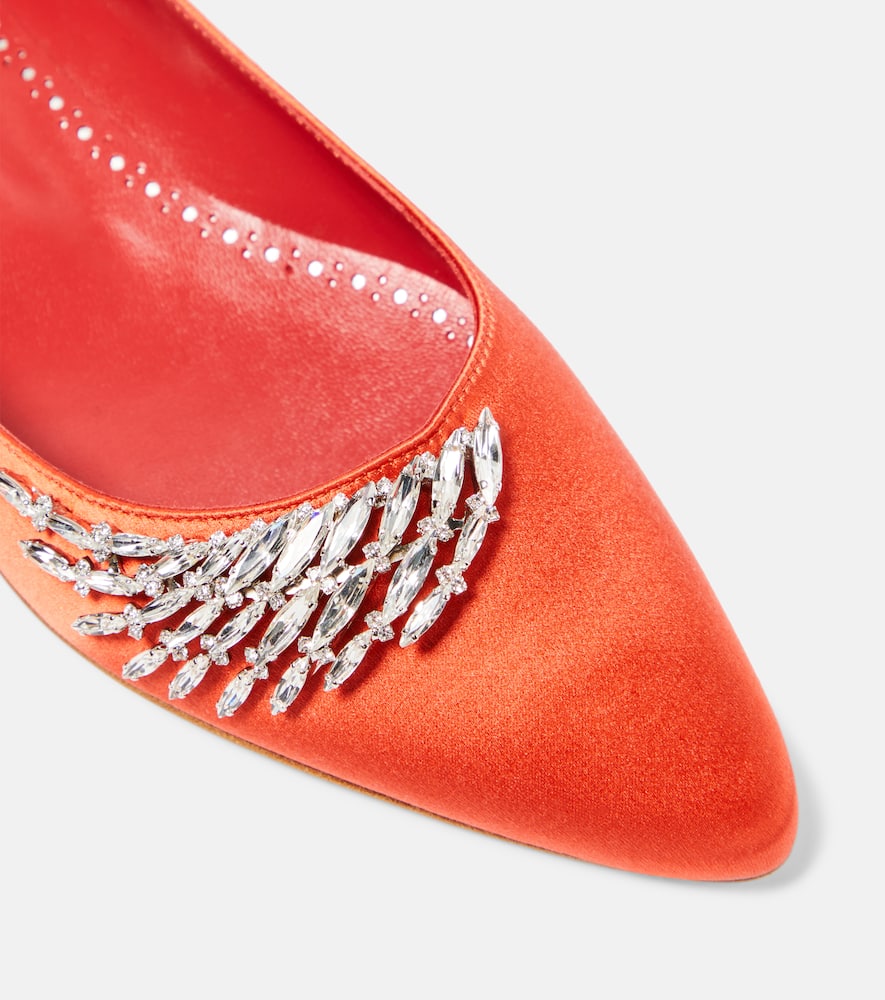 Manolo Blahnik Pluma embellished satin ballet flats