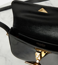 Prada Logo patent leather shoulder bag