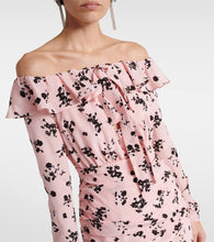 Alessandra Rich Floral off-shoulder silk midi dress