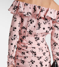 Alessandra Rich Floral off-shoulder silk midi dress
