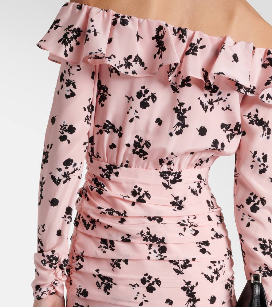 Alessandra Rich Floral off-shoulder silk midi dress