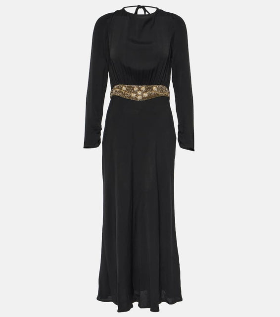 Rixo Elena embellished crêpe midi dress