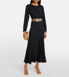Rixo Elena embellished crêpe midi dress