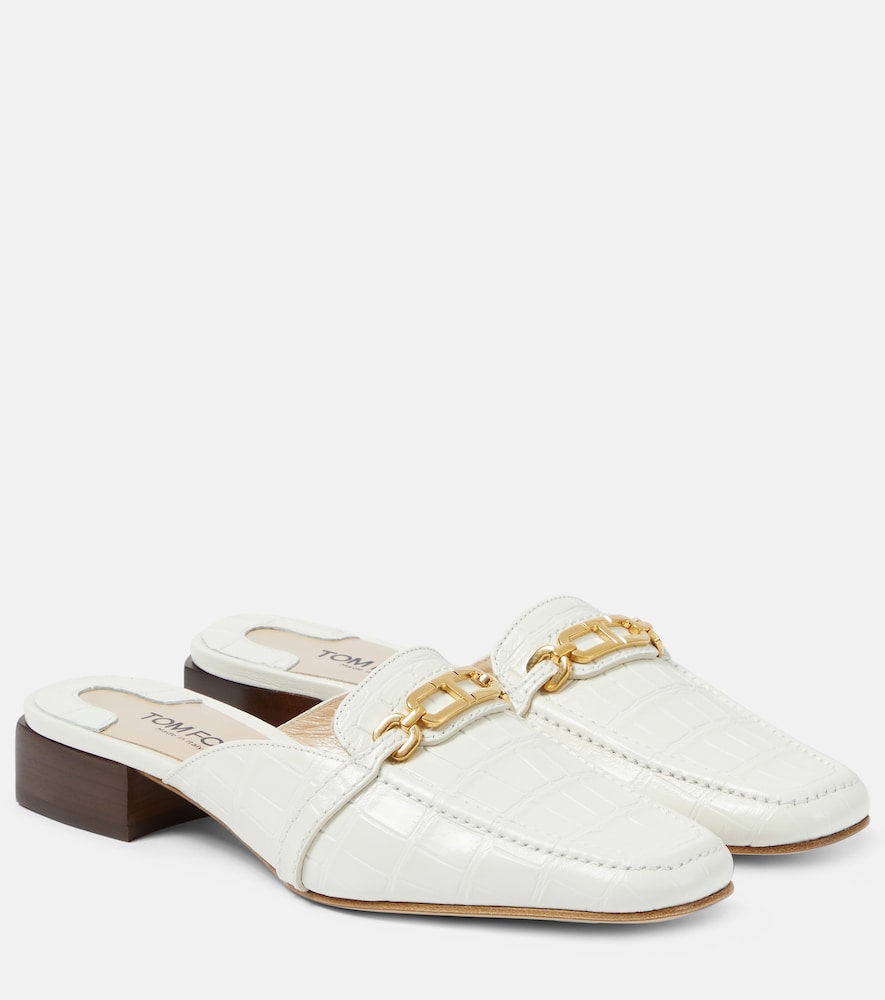 Tom Ford Whitney croc-effect leather mules - Tom Ford Whitney鳄鱼纹皮革穆勒鞋