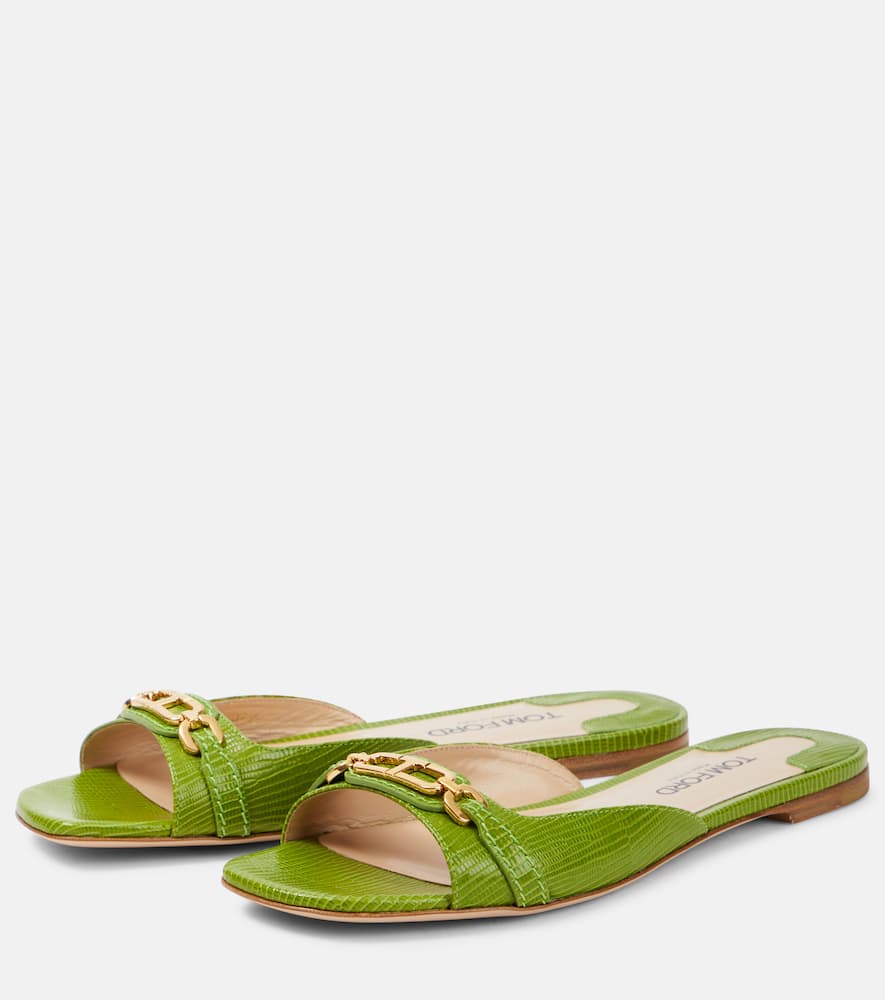 Tom Ford Whitney snake-effect leather slides