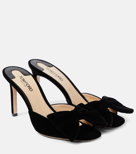 Tom Ford Brigitte 85 bow-detail velvet mule