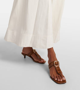 Toteme The Belted croc-effect leather thong sandals
