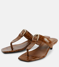 Toteme The Belted croc-effect leather thong sandals