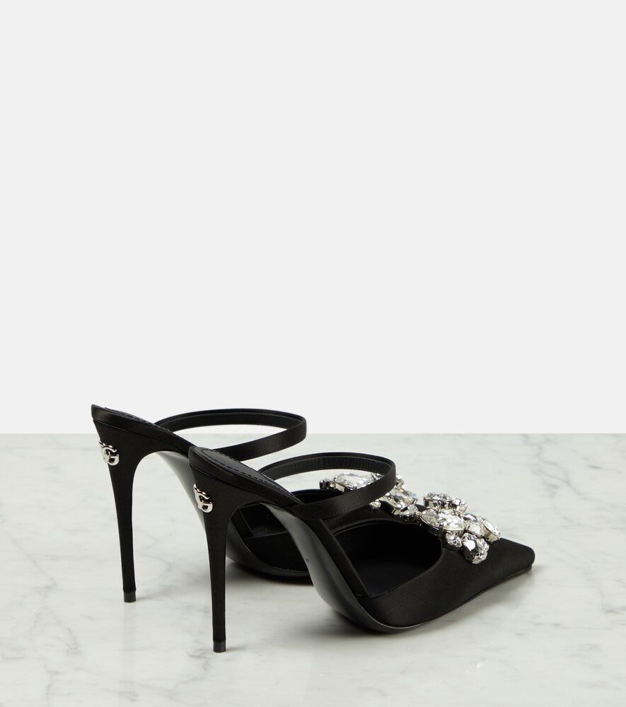 Dolce&Gabbana Crystal-embellished satin mules