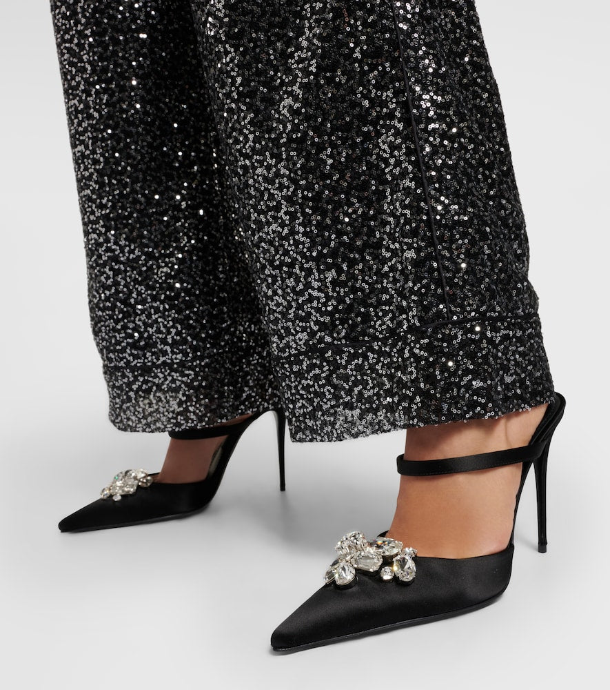 Dolce&Gabbana Crystal-embellished satin mules