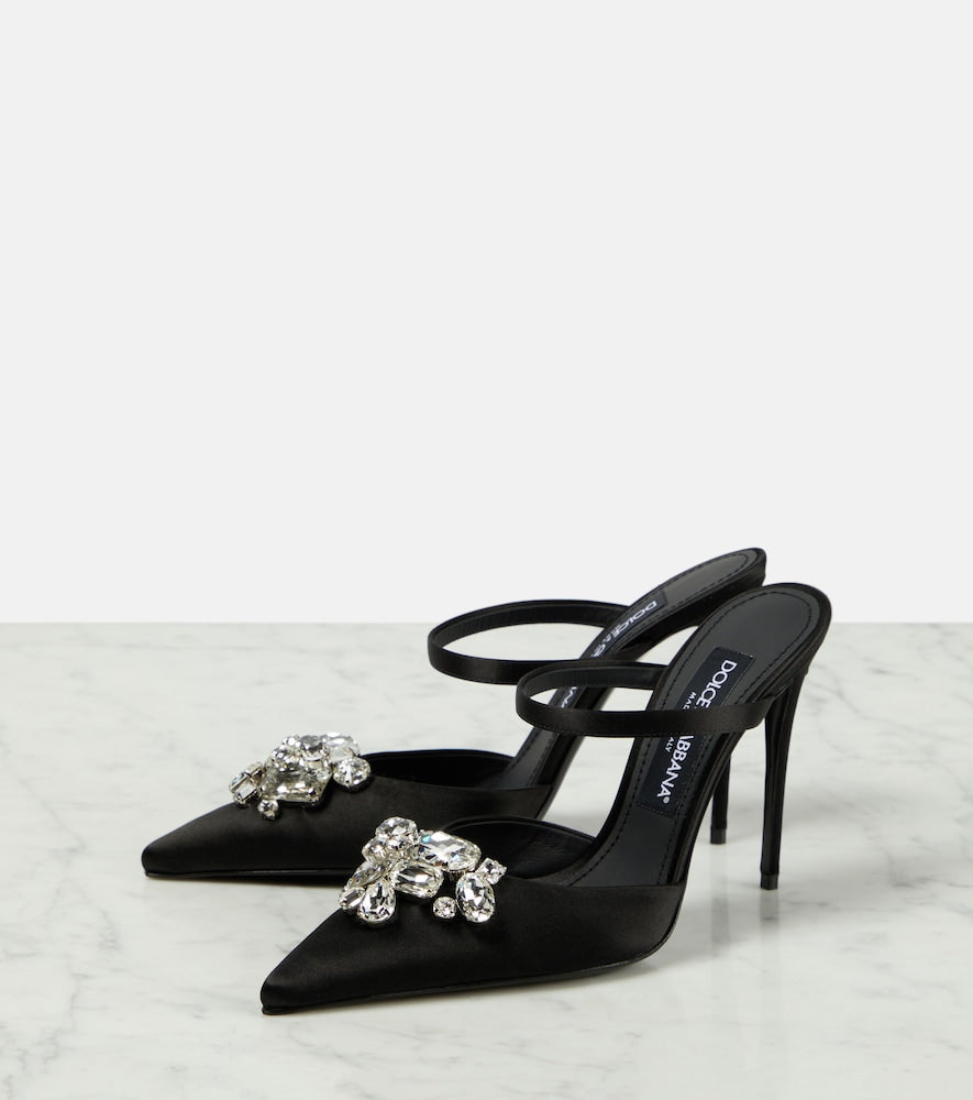 Dolce&Gabbana Crystal-embellished satin mules