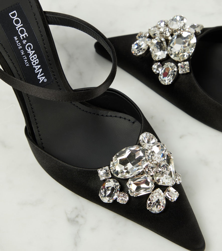 Dolce&Gabbana Crystal-embellished satin mules