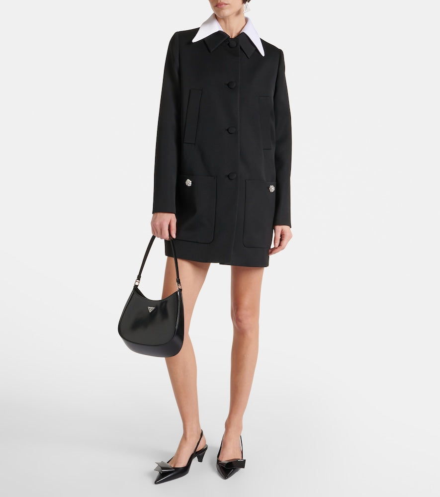 Prada Satin-trimmed virgin wool coat