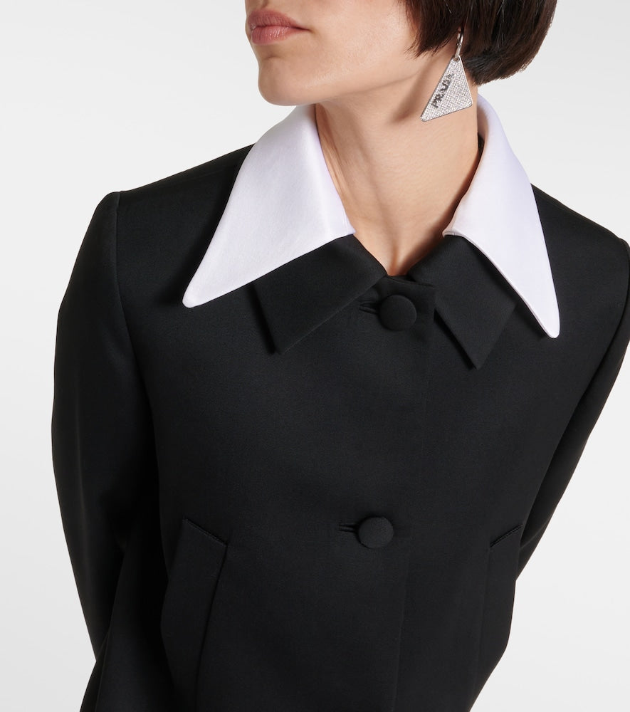 Prada Satin-trimmed virgin wool coat