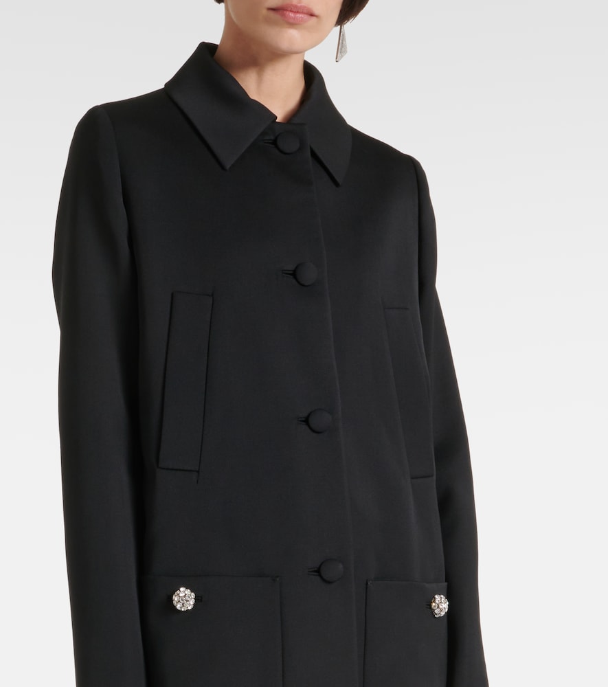 Prada Satin-trimmed virgin wool coat