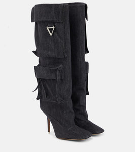 The Attico Sienna denim knee-high boots