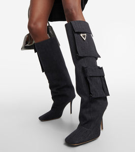 The Attico Sienna denim knee-high boots