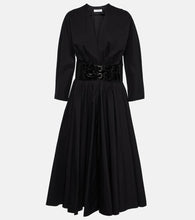 Alaia Leather-trimmed cotton midi dress