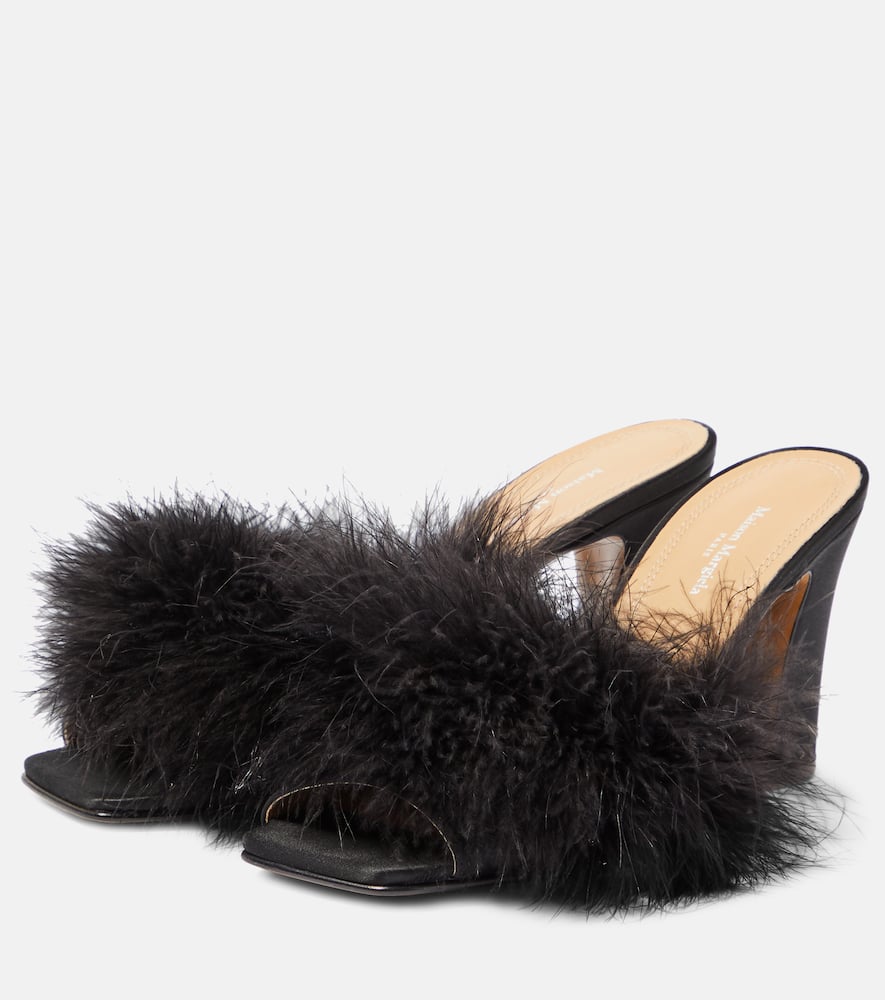 Maison Margiela Feather-embellished mules